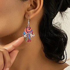Pendientes colgantes de madera y hierro para mujer&nbsp;WG72288-01