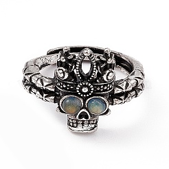 Verstellbare Ringe aus natürlichem Labradorit mit Schädel&nbsp;RJEW-E067-02AS