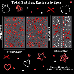 6 feuille de 3 styles d'autocollants pour le visage et le corps en strass acrylique&nbsp;AJEW-SP0002-68C