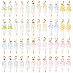 48 Stück 12 Stile Acryl & Naturperlen Blumenverbinder Charms&nbsp;PALLOY-CW00008