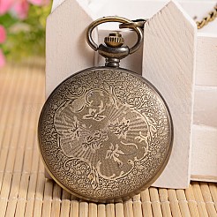 Öffnenden flach rund mit Drachen-Legierung Glas Anhänger Taschenuhr&nbsp;WACH-L024-10