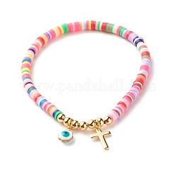 Set di bracciali elastici fatti a mano in argilla polimerica con perline heishi&nbsp;BJEW-JB07274