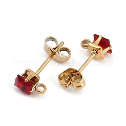 Placcatura ionica (ip) 304 acciaio inossidabile zirconia cubica orecchini a bottone&nbsp;STAS-P373-06A