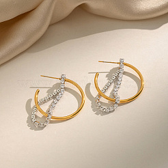 Boucles d'oreilles à tige en acier inoxydable 304 avec zircone cubique pour femmes&nbsp;SD6201