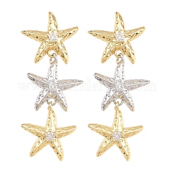 Boucles d'oreilles avec pendentif en laiton avec zircone cubique de micro pave&nbsp;EJEW-G471-29B-GP