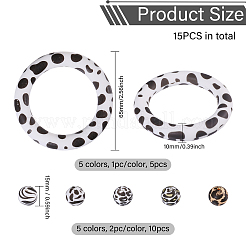 15 Stück 10 Stile Ring & runde lebensmittelechte Silikon-Focal-Perlen&nbsp;SIL-CA0004-53