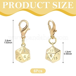Pendentif décoratif en laiton en forme de dé à une face&nbsp;HJEW-YW00548