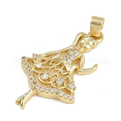Pendentifs avec zircon cubiques à micro-pavés en laiton&nbsp;KK-Z123-18G