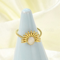 Blume 304 Edelstahl Emaille offene Manschettenringe für Frauen&nbsp;RJEW-G338-15G-01