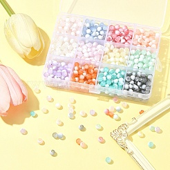 840 Stück 12 Farben mattierte Craquelé-Glasperlen&nbsp;GLAA-FS0002-17