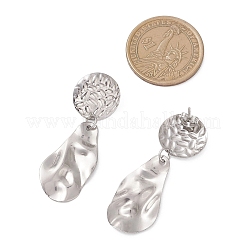 Boucles d'oreilles pendantes rondes et plates en acier inoxydable 304 en forme de larme&nbsp;EJEW-JE06753