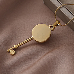 Collar con colgante de llave de acero inoxidable 304 con perla de imitación blanca para mujer&nbsp;OM7731