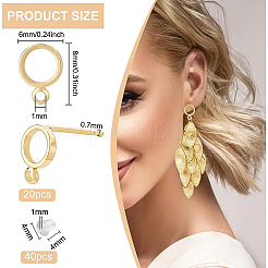 20 pièces de boucles d'oreilles en laiton&nbsp;KK-BC0008-36