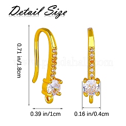 10 paio di ganci per orecchini in ottone con micro pavé di zirconi trasparenti&nbsp;ZIRC-SZ0005-20