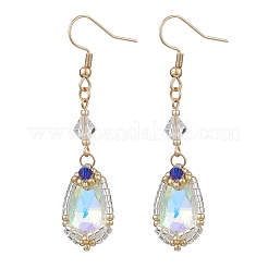 Pendientes colgantes con forma de lágrima y cuentas de vidrio hechos a mano&nbsp;EJEW-MZ00576-04