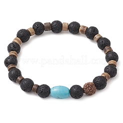 2 bracelet extensible pour couple en pierre de lave naturelle&nbsp;BJEW-JB11329