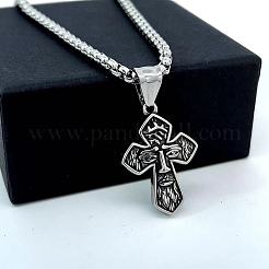 Antike griechische Mythologie 304 Edelstahl Religion Jesus Kreuz Anhänger Punk Halsketten für Männer&nbsp;FR7566