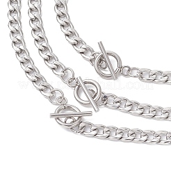 304 Edelstahl Cuban Link Kette 3 Schicht ot Halsketten für Frauen Männer&nbsp;NJEW-JN05483