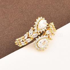 Anelli per polsini da donna in ottone con micro pavé di zirconi cubici&nbsp;RJEW-Z113-48G