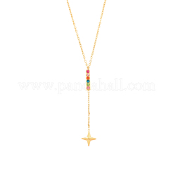 Lariat-Halsketten aus Edelstahl 304 mit Mikropavé-Fassung aus Zirkonia&nbsp;STAS-OY018-27G