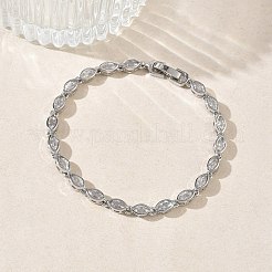 Armbänder aus Messing mit Pferdeaugenmuster und Mikropavé-Fassung aus klaren Zirkonia für Damen&nbsp;BJEW-C156-07B-P