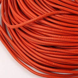 Leather Beading Cord, Cowhide Leather, DIY Necklace Making Material, Orange, 4mm, about 109.36 yards(100m)/bundle