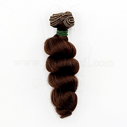 Peluca de muñeca de peinado largo y rizado de fibra de alta temperatura, para diy girl bjd makings accesorios, coco marrón, 5.91 pulgada (15 cm)
