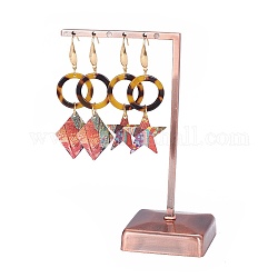 Iron Earring Displays, Jewelry Display Rack, Jewelry Tree Stand, Red Copper, 7x12.2cm