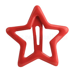 Haar-Accessoires Eisen Snap Haarspangen, mit Emaille, Stern, rot, 30x30 mm