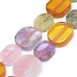 Chapelets de perles de quartz naturel, Ovale Plat, 20~25.5x15.5~20x7.5~8mm, Trou: 1.2mm, Environ 17~18 pcs/chapelet, 15.2~15.6 pouce (38.7~39.7 cm)