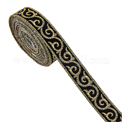 SUPERFINDINGS 3.9m Chinese Style Embroidery Jacquard Ribbon Black Golden Auspicious Cloud Embroidery Ribbons 2cm Wide Vintage Lace Cloth Ribbons Fabric Trim for DIY Clothing Decorations