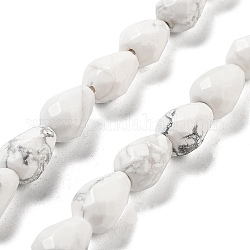 Natürliche Howlith Perlen Stränge, facettierten Tropfen, 10x7 mm, Bohrung: 1.2 mm, ca. 20 Stk. / Strang, 7.87'' (20 cm)