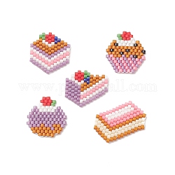 5 pièces 5 perles de rocaille japonaises miyuki faites à la main, motif de tissage, gateau, couleur mixte, 15.5~18.5x17~21.5x2mm, 1pc / style