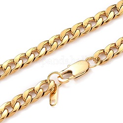304 collane a catena a maglia cubana in acciaio inossidabile da uomo, collane a catena grossa, con chiusure moschettone, oro, 20.5 pollice (52.1 cm), 7mm