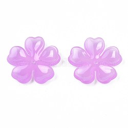 Transparent Acrylic Beads, Flower, Violet, 29.5x31x4.5mm, Hole: 1.6mm