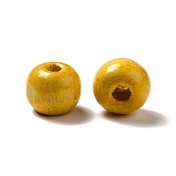 Природных шарики древесины, рондель, без свинца, окрашенные, желтые, 8 мм, отверстие : 3 мм, Около 5600 шт / 1000 г