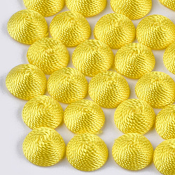 Polyesterfaden Stoff Cabochons, mit abs Kunststoff bedeckt, halbrund / Dome, Gelb, 14.5x7 mm