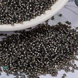 Perles rocailles miyuki rondes, Perles de rocaille japonais, 15/0, (RR650) albâtre gris rustique teinté argenté, 1.5mm, Trou: 0.7mm, environ 5555 pcs/10 g