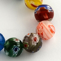 Round Handmade Millefiori Glass Beads Strands, Mixed Color, 12mm, Hole: 1.5mm, about 32pcs/strands, 14.1inch