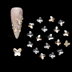 Flat Back Glass Rhinestone Cabochons, Nail Art Decoration Accessories, Faceted, Butterfly, Mixed Color, 5x5x2mm, 20pcs/bag