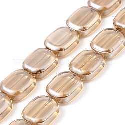 Fili di perline di vetro elettrolitico trasparente, lustro di perla placcato, rettangolo, sella marrone, 12x10x4.5mm, Foro: 1 mm, circa 55pcs/filo, 25.98'' (66 cm)