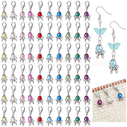 NBEADS 60 Pcs Imitation Pearl Stitch Markers, Tibetan Style Bowknot Crochet Stitch Marker Charms Locking Stitch Marker for Knitting Weaving Sewing Accessories Quilting Jewelry Making