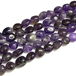 Natural Amethyst Beads Strands, Tumbled Stone, Nuggets, 10~16x10~14mm, Hole: 0.8mm, about 25~35pcs/strand, 15.7 inch(40cm)