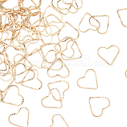 Dicosmetic 100 Stück Herz-Verbindungsringe, 18 Karat vergoldet, hohle Verbindungsringe, Charms-Ringe, strukturiertes Messing, geschlossene Schmuckverbinder, Liebesrahmen-Anhängerglieder für die DIY-Schmuckherstellung, Valentinstag Geschenk