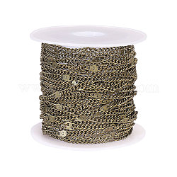 Chaînes de câbles en fer recouvert de laiton, soudé, avec bobine, bronze antique, 2.5x2x1mm