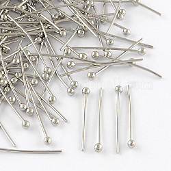 Brass Ball Head pins, Cadmium Free & Lead Free, Platinum, 30x0.7mm, 21 Gauge, Head: 2mm, about 10000pcs/bag