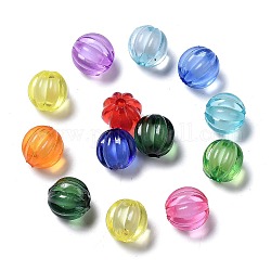 Perles en acrylique transparente, Perle en bourrelet, ronde, citrouille, couleur mixte, 10mm, Trou: 2mm, environ 1100 pcs/500 g