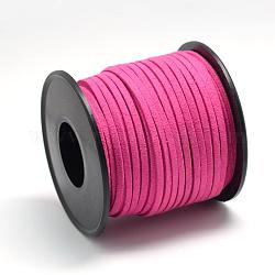Cordones de gamuza sintética, encaje de imitación de gamuza, de color rosa oscuro, 2.7x1.5mm, alrededor de 27.34 yarda (25 m) / rollo