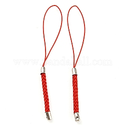 Sangles mobiles en corde polyester, avec les accessoires en fer de platine plaqués, firebrick, 8~9 cm