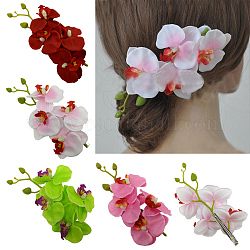 Cloth Flower Alligator Hair Clips, with Iron Alligator Clips, Mixed Color, 180x90mm